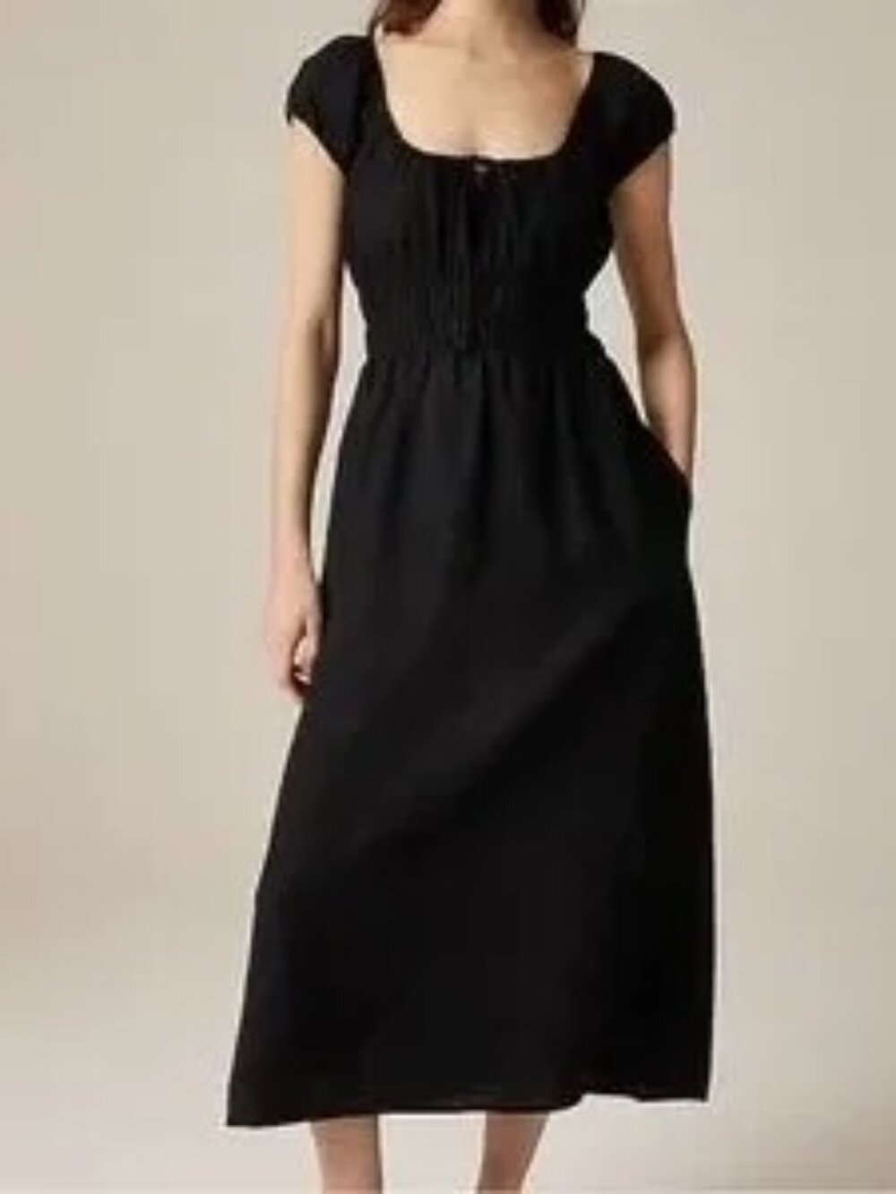 j Crew Cap-sleeve midi dress in linen